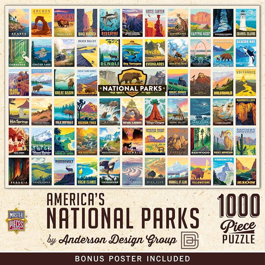 ジグソーパズル 62 National Parks Posters Jigsaw Puzzle Amazon.com: MasterPieces National Parks - Vintage Collage